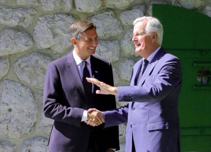 Pahor and Barnier in Bled