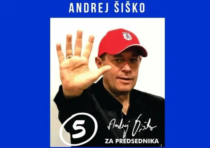 An image promoting Šiško&#039;s run for President last year