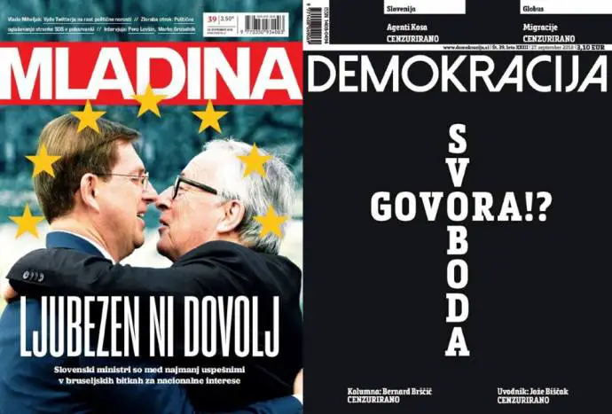 Mladina: Love is not enough. Slovenian ministers are among the worst in Brussels when fighting for the national interest. Demokracija: Free Speech?!