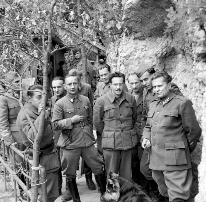 On the far right, Marshal Tito during WWII in Yugoslavia, May 1944