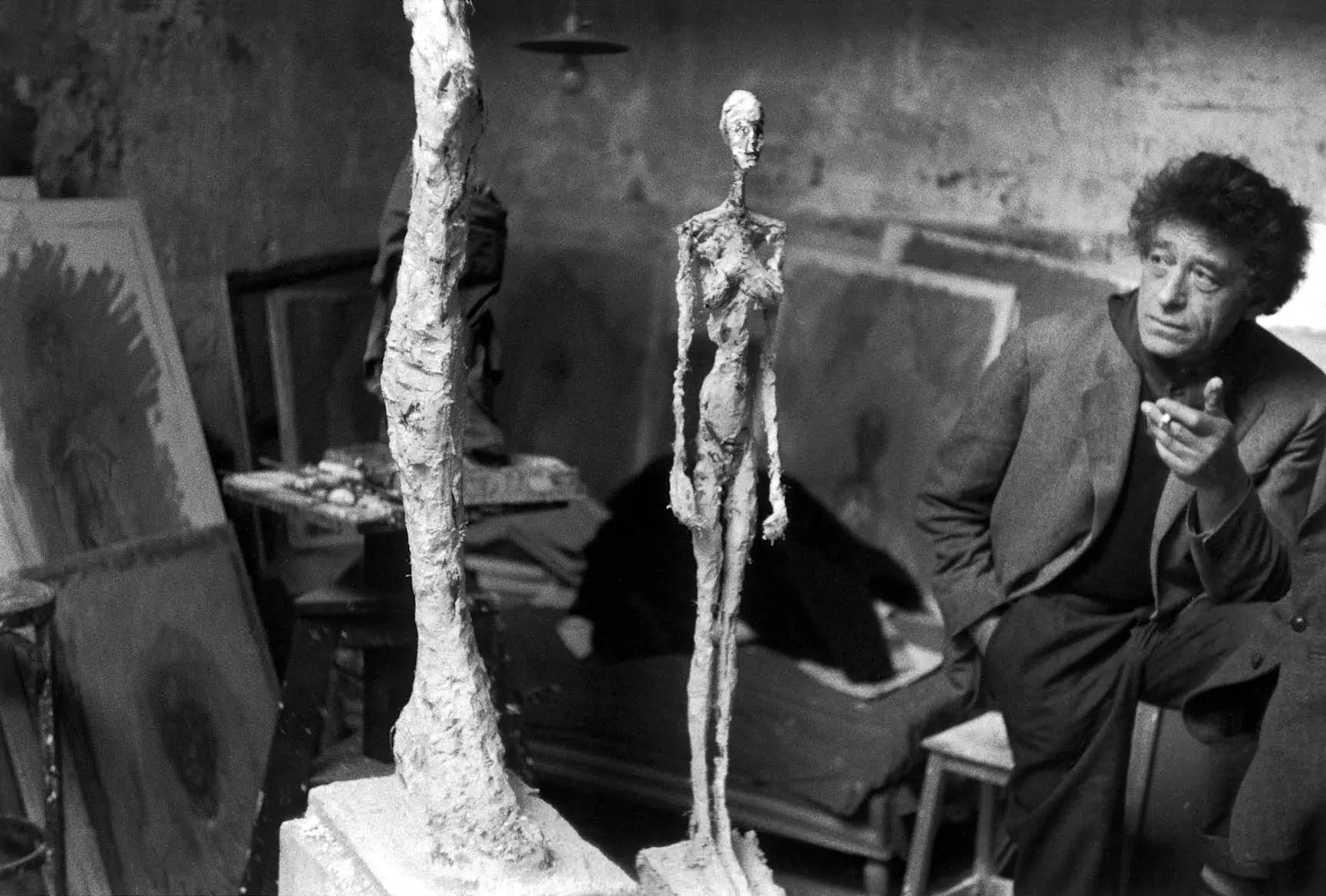 Sculptor Alberto Giacometti in his studio, Paris, France, 1958.jpg