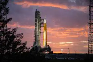 Liftoff of NASA&#039;s Space Launch System rocket and integrated Orion spacecraft is targeted for 8:33 a.m. EDT on Monday, Aug. 29, 2022, from Launch Complex 39B at NASA’s Kennedy Space Center in Florida.