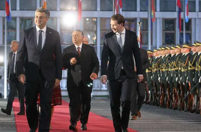 Croatian PM Andrej Plenković, Hungarian PM Victor Orban, Austrian Chancellor Sebastian Kurz