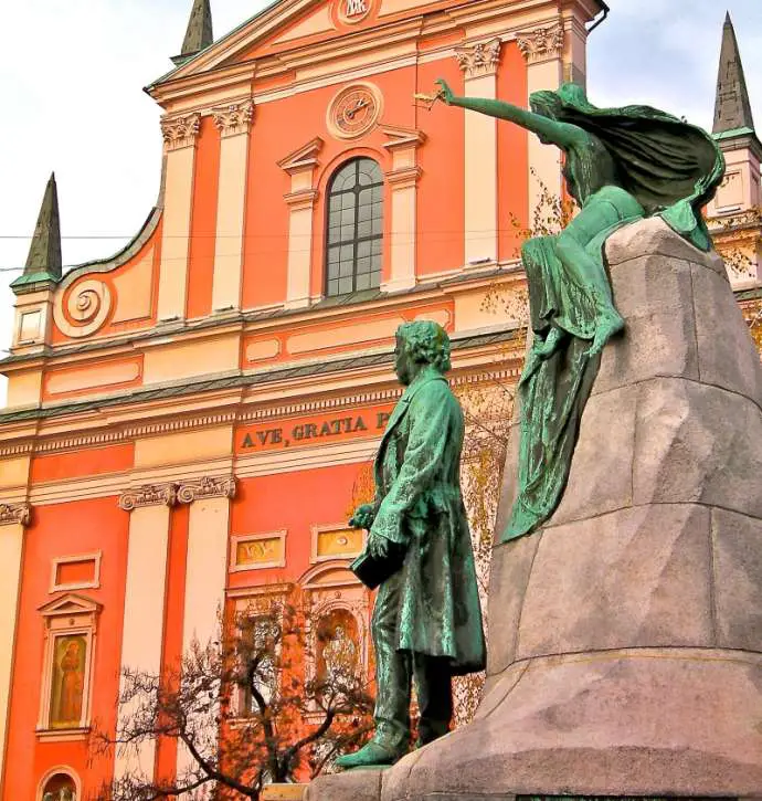Ljubljana&#039;s monument to the poet France Prešeren