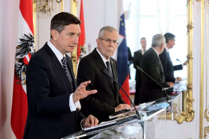 Slovenian President Borut Pahor and his Austrian host Alexander Van der Bellen