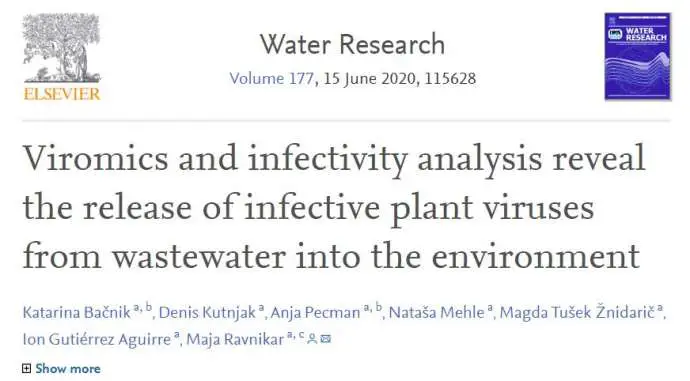Slovenian Study First to Show Plant Viruses Remain Infective in Wastewater
