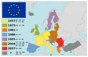 2011 map of EU; Croatia joined in 2013
