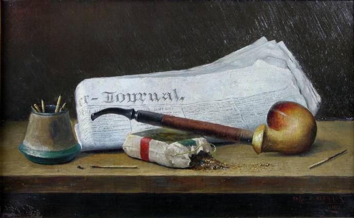 Still Life with Pipe and an Issue of the Courier Journal by Carolus Brenner, 1883, Oil on canvas