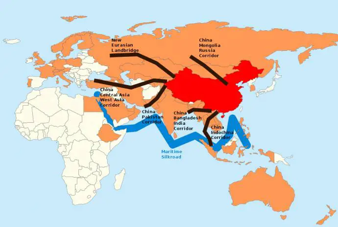 A simplified view of China&#039;s ambitious plans to link Eurasia and Africa