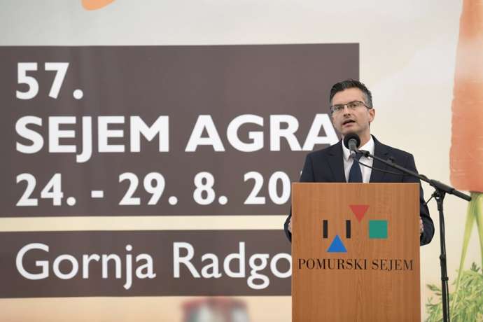 Prime Minister Marjan Šarec speaking at the opening