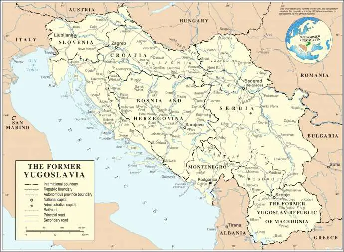 Map of the former Yugoslavia