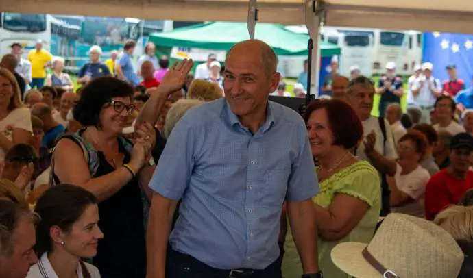 Prime Minister Janez Janša, at an SDS meeting in Bovec, 2019