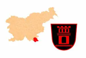 The location of Črnomelj and the municipal symbol