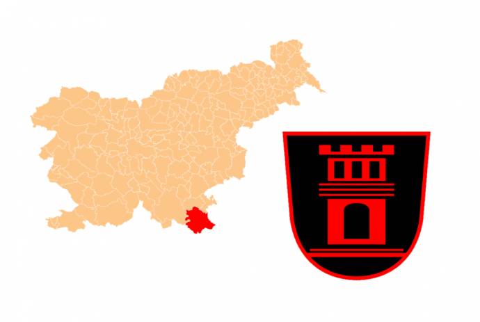 The location of Črnomelj and the municipal symbol