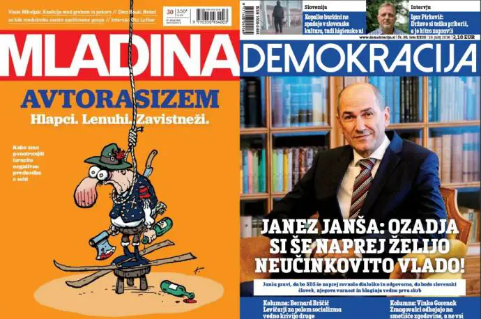 Mladina: &#039;Auto-racism&#039; - Serfs. Lazy. Envious. How we internalized the extremely negative prejudices about ourselves. Demokracija: Janez Janša - &quot;The Deep State wants to keep the inefficient status quo&quot;