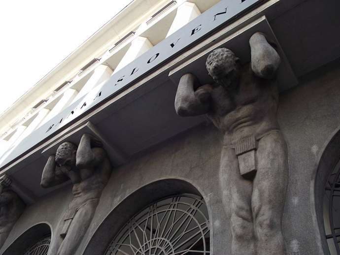 Outside the Bank of Slovenia, Ljubljana