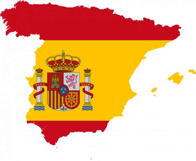 The Spanish Flag on the map of Spain
