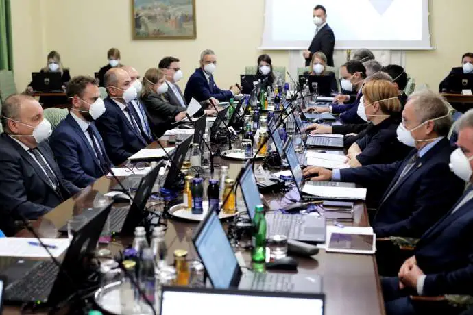 The first cabinet meeting, on Friday 13 March, at the start of the epidemic