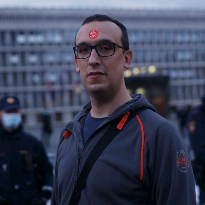 Ivan Gale at one of the regular protests