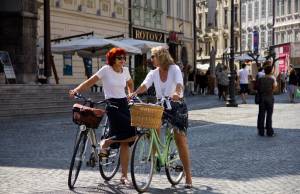 Women chatting in the centre of Ljubljana