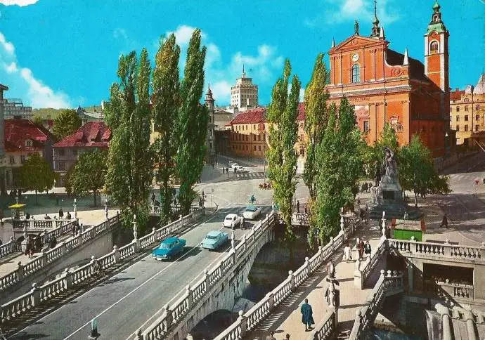 Postcard of Prešeren Square, 1967