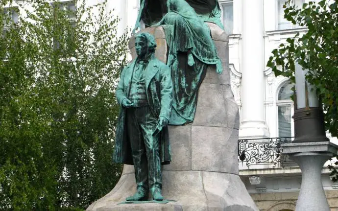 Prešeren statue at Prešeren Square, Ljubljana