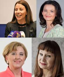 Clockwise from top left: Irena Joveva (SMŠ), Tanja Fajon (SD), Violeta Tomič (Left), Ljudmila Novak (NSi)