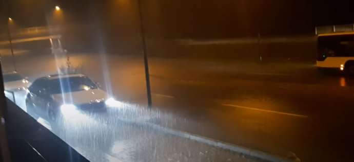 A wet road in Ljubljana