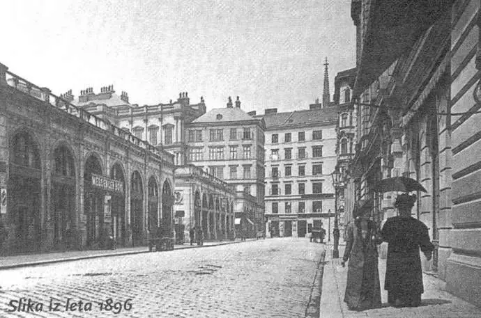 Knafelj House in Vienna (in the end of the street), 1896