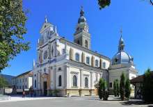 Brezje Basilica of Mary Help of Christians (Bazilika Marije Pomagaj), one of Slovenia's holiest and most popular pilgrimage sites, where mass will be given by Cardinal Franc Rode along with Ljubljana Archbishop Stanislav Zore
