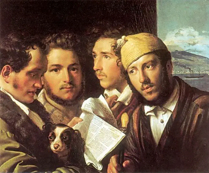 Orest Kiprensky. Readers of the Newspaper in Naples. 1831. Oil on canvas. The Tretyakov Gallery. Moscow, Russia