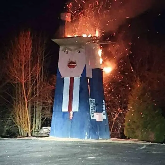 Trump Sculpture Destroyed in Fire