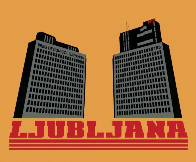 Express yourself in brutal style with a design that celebrates Ravnikar&#039;s NLB and TR3 towers in Ljubljana