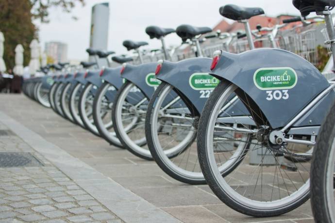 A row of the distinctive, sturdy bikes