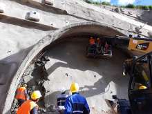 Start of drilling at the Karawanks Motorway Tunnel, South Portal, August 26th, 2020