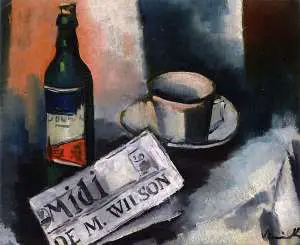 Maurice de Vlaminck - Still Life with Newspaper and Bottle