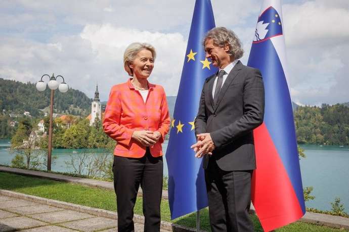 Golob &amp; Von Der Leyen Talk Energy Supply in Bled