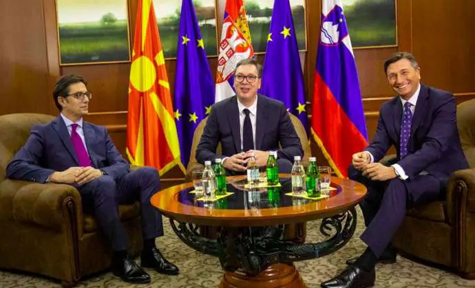 Presidents Stevo Pendarovski (North Macedonia), Aleksandar Vučić (Serbia) and Borut Pahor(Slovenia)