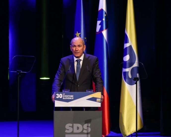 Janez Janša, speaking last year at a 30th anniversary event for the SDS