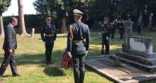 President Pahor at today's wreath-laying ceremony in the largest Jewish cemetery in Slovenia. Dolga Vas, near Lendava