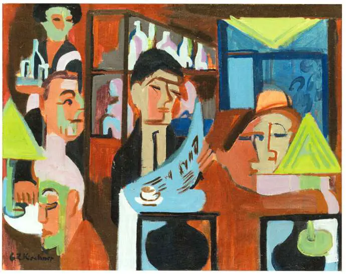 Ernst Ludwig Kirchner (1880–1938), Cafe in Davos - Oil on canvas - 1928