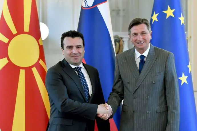 North Macedonian Prime Minister Zoran Zaev and Slovenian President Borut Pahor