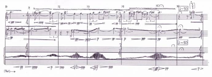 Part of the score for Uroš Rojko&#039;s Secret Message