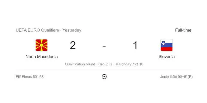 Football: Slovenia Lose to North Macedonia, 1:2