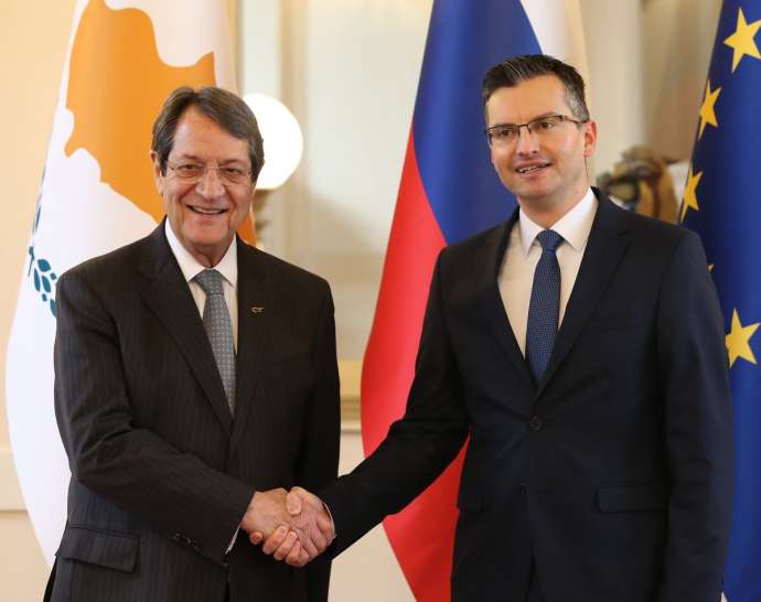 Cypriot President Nikos Anastasiadis  and Slovenian Prime Minister Marjan Šarec