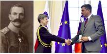 Left, Rudolph Maister. Right, Major General Alenka Ermenc and President Borut Pahor