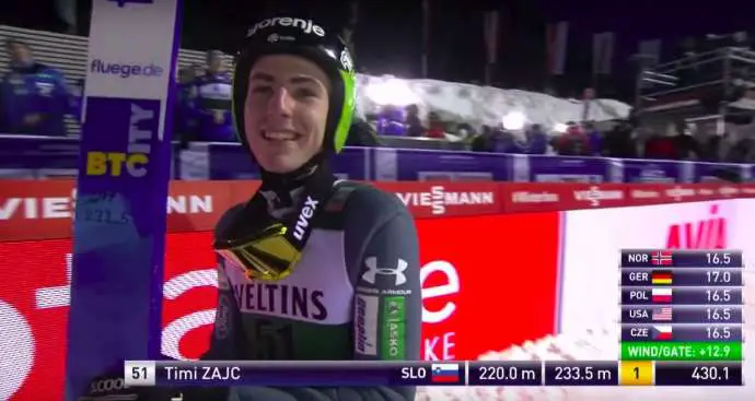 Timi Zajc smiles at his win