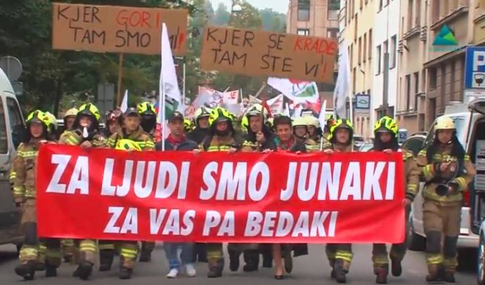 Firefighters protest in October