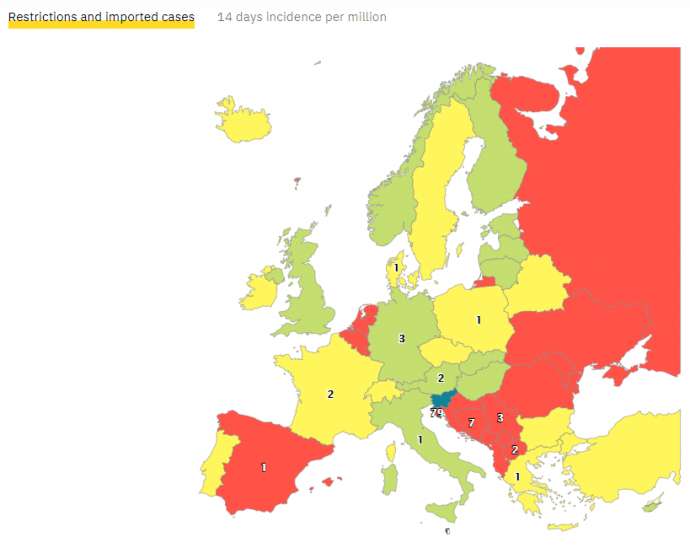 The colour-coded countries