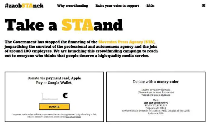 Slovenian Press Agency Turns to Fundraising Campaign as Govt Continues to Withhold Funding